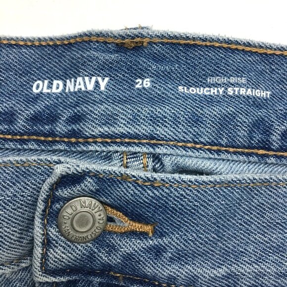 NEW Old Navy Women's Jeans Slouchy Straight Leg Crop Distressed Light Wash 26 - Picture 8 of 11